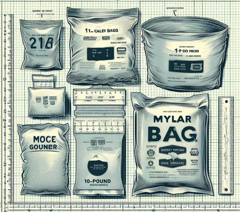 What are the dimensions of 1-pound mylar bags?